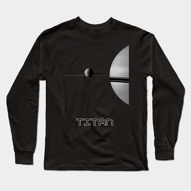 Saturn’s Rings and Titan 90 Long Sleeve T-Shirt by HuygensBase